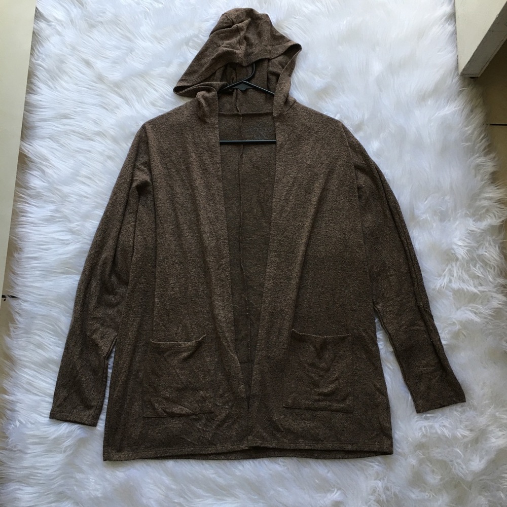 Hooded medium length blazer/cardigan